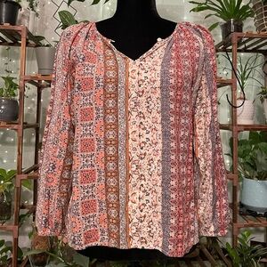 Loft Boho Patterned Flowy Blouse S